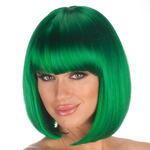 St. Patricks Day Emerald Green Bob Deluxe Wig